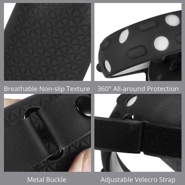 Alt view image 5 of 7 - Controller Grips Cover for Oculus Quest 2 / Meta Quest 2 Knuckle Strap VR Touch Controller Hand Grip Cover Protector Sleeve with Anti-Throw Adjustable Straps (Black)