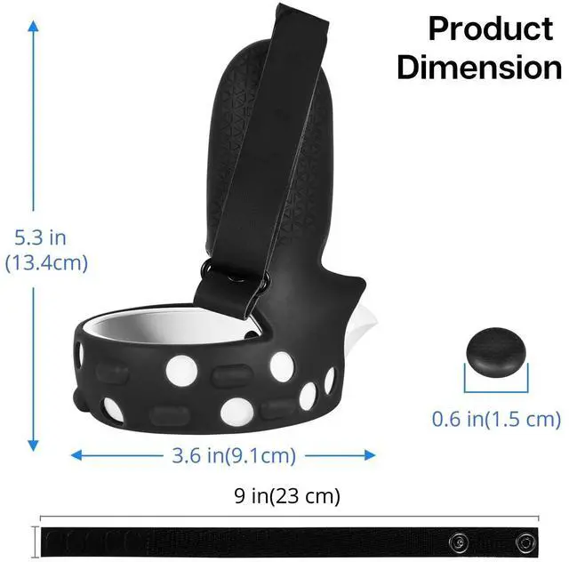 Alt view image 7 of 7 - Controller Grips Cover for Oculus Quest 2 / Meta Quest 2 Knuckle Strap VR Touch Controller Hand Grip Cover Protector Sleeve with Anti-Throw Adjustable Straps (Black)