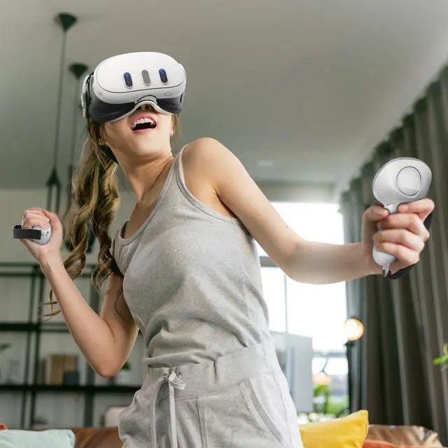 Alt view image 2 of 7 - VR Controller Grips for Meta Quest 3S Oculus Quest 3 Touch Plus Controllers Grip Covers Anti-Throw Knuckle Straps Protector with Thumbstick Covers, 1 Pair,Clear