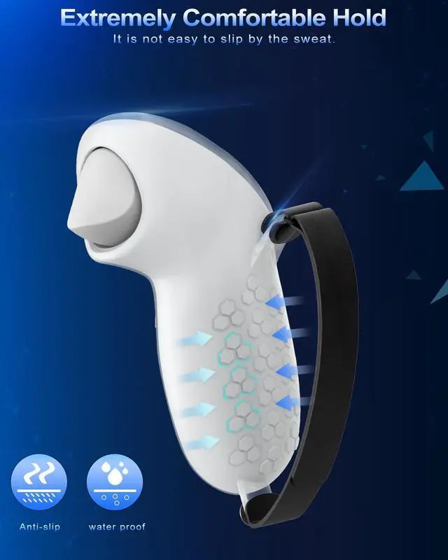 Alt view image 4 of 7 - VR Controller Grips for Meta Quest 3S Oculus Quest 3 Touch Plus Controllers Grip Covers Anti-Throw Knuckle Straps Protector with Thumbstick Covers, 1 Pair,Clear