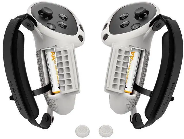 Main image of Controller Grips Cover Compatible with Meta Quest 3S/Quest 3 Accessories, Hand Strap with Battery Opening, Knuckle Straps with Widen and Thicken Sponge(Not for Charging Dock) (White-Gray)