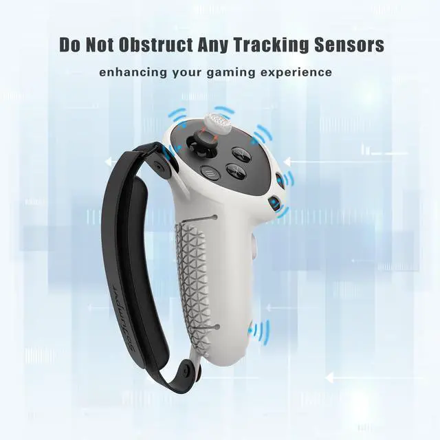 Alt view image 4 of 6 - Controller Grips Cover Compatible with Meta Quest 3S/Quest 3 Accessories, Hand Strap with Battery Opening, Knuckle Straps with Widen and Thicken Sponge(Not for Charging Dock) (White-Gray)