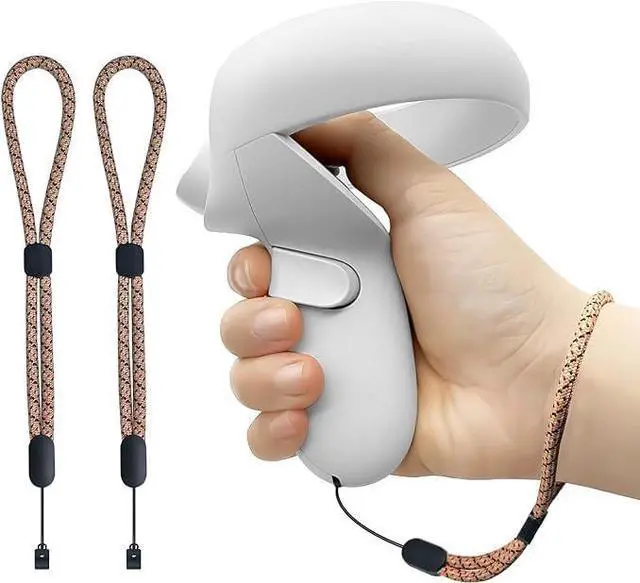 Main image of Enhanced Reflective Wrist Strap Lanyard for Meta Quest 2 Controller, Comfortable Adjustable Hand Straps, Replacement Accessories Easy-to-Attach for Secure Controller Fit (Gold)