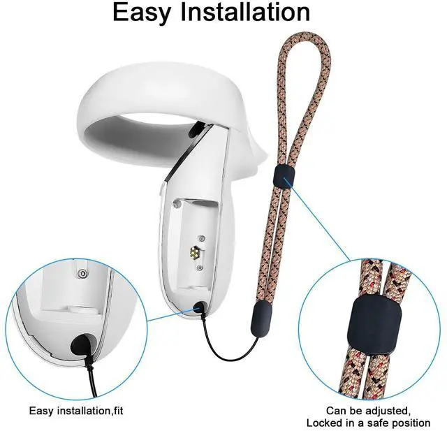 Alt view image 2 of 6 - Enhanced Reflective Wrist Strap Lanyard for Meta Quest 2 Controller, Comfortable Adjustable Hand Straps, Replacement Accessories Easy-to-Attach for Secure Controller Fit (Gold)