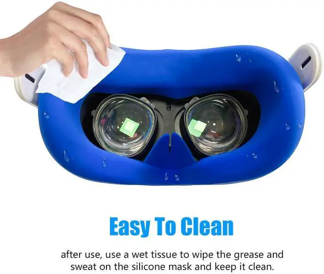 Alt view image 3 of 7 - VR Accessories for Meta/Oculus Quest 2 Controller Grips,VR Controller Grip Cover and 2Pcs VR Silicone face Pads(Blue)