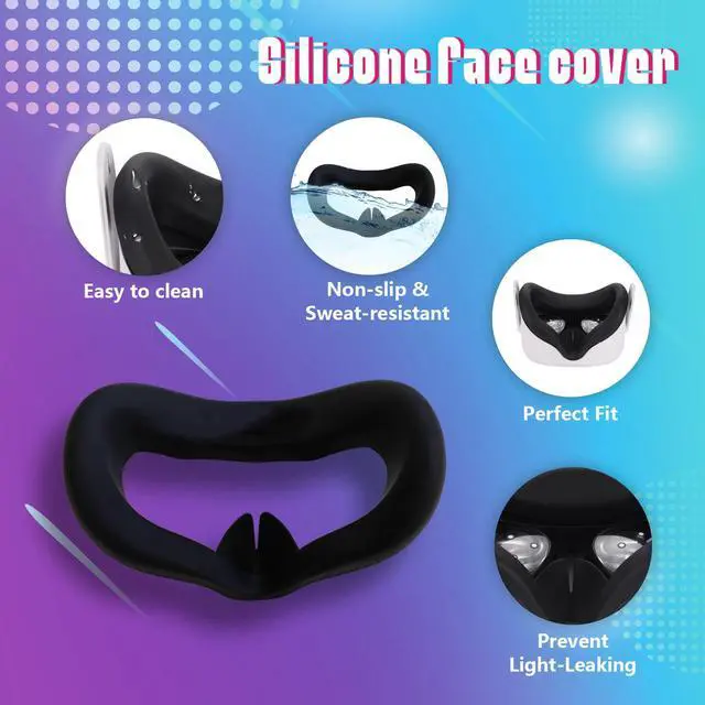 Alt view image 6 of 7 - VR Accessories for Meta/Oculus Quest 2 Controller Grips,VR Controller Grip Cover and 2Pcs VR Silicone face Pads(Blue)