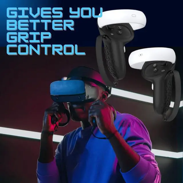 Alt view image 2 of 7 - Controller Grip for Oculus Quest 2 Accessories Grips Cover for VR Touch Controllers Covers Protector with Non-Slip Thumb Grips 1Pair Black