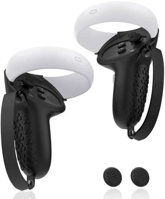 Main image of Controller Grip for Oculus Quest 2 Accessories Grips Cover for VR Touch Controllers Covers Protector with Non-Slip Thumb Grips 1Pair Black