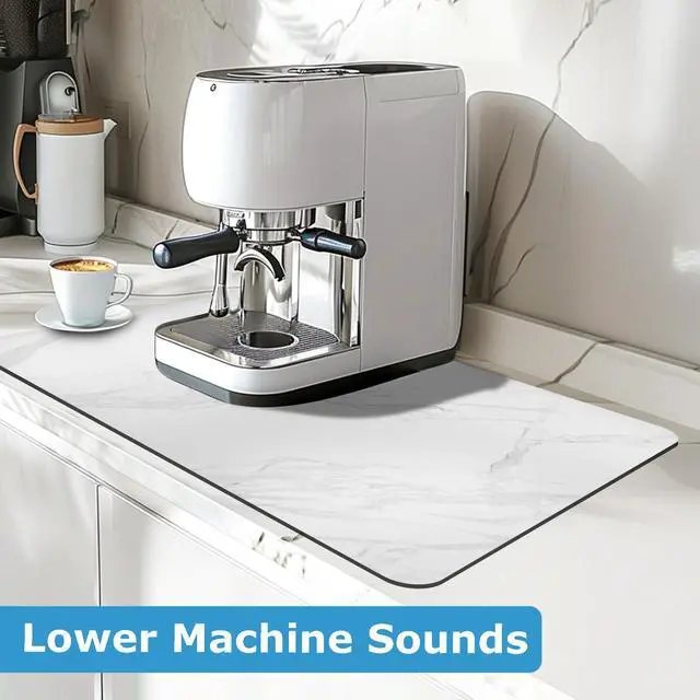 Alt view image 2 of 7 - Dish Drying Mat Coffee Bar Mat for Kitchen Counter, Absorbent Dish Rack Pad Hide Stain with Non-slip Rubber Backed Coffee Accessories Fit Under Espresso Machine Maker White Marble 22.83"x14.96"
