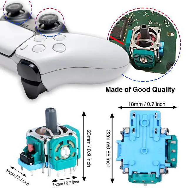 Alt view image 5 of 6 - 4PCS 3D Analog Joystick Replacement kit for PS5 Controller,Thumbsticks Repair Tool Kit with Repair Screwdriver Kit for Playstation 5 DualSense Wireless Controller