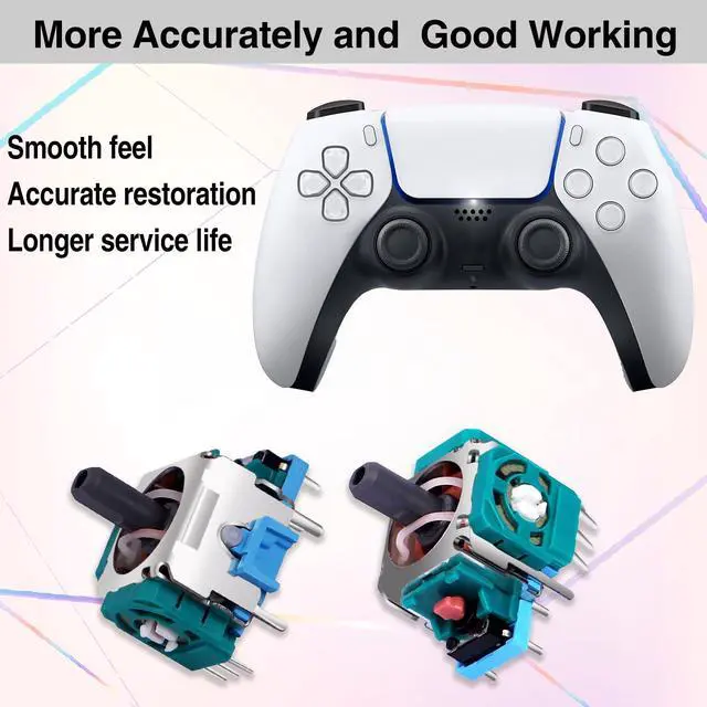 Alt view image 6 of 6 - 4PCS 3D Analog Joystick Replacement kit for PS5 Controller,Thumbsticks Repair Tool Kit with Repair Screwdriver Kit for Playstation 5 DualSense Wireless Controller