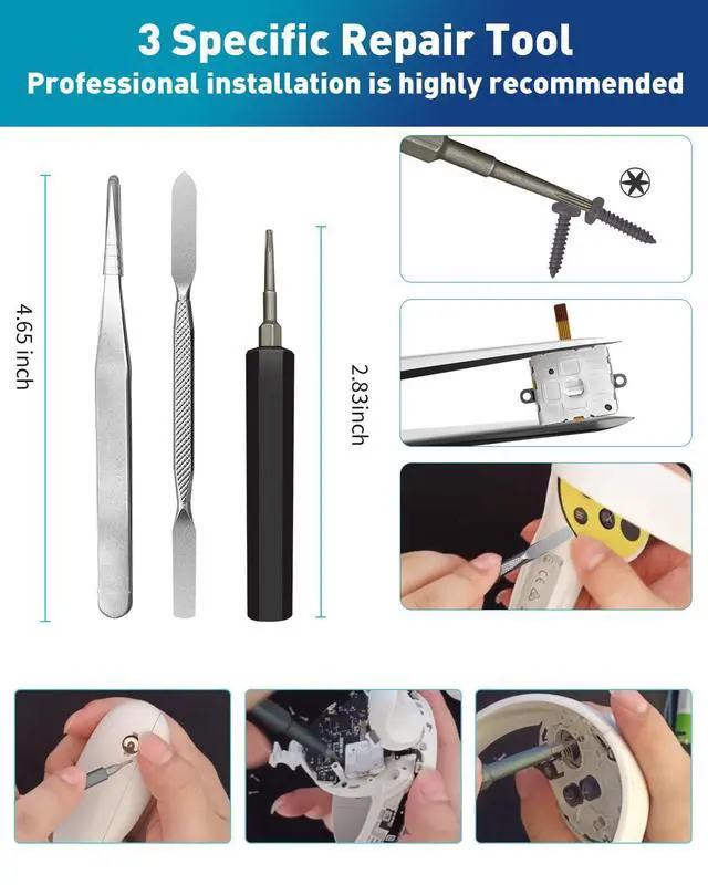 Alt view image 5 of 6 - Joystick Replacement Kit for Meta Quest 3 Controller(10 in one), Repair Kit Accessories for Meta Quest 3 Controller, Include 2 Thumb Sticks, T5 Screwdriver, Tweezer, Pry Tool, 4 Thumbstick Grips