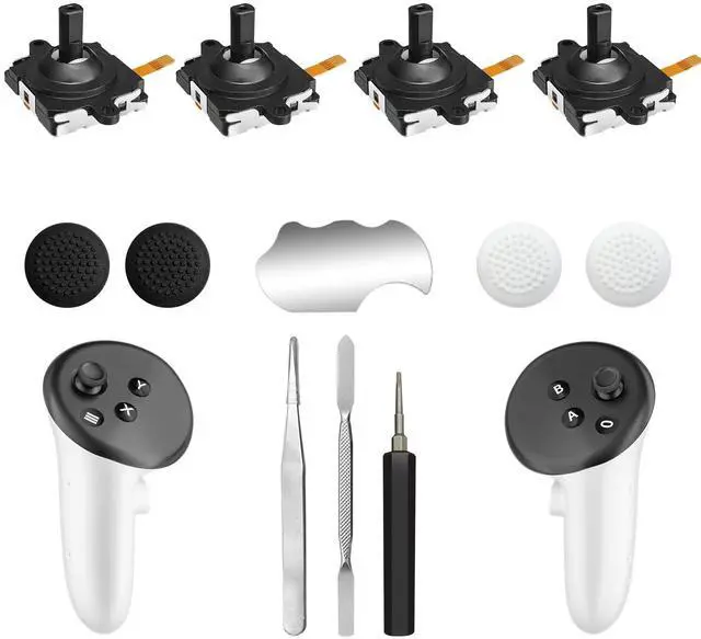 Main image of Joystick Replacement Kit for Meta Quest 3 Controller w/Thumbgrip Caps