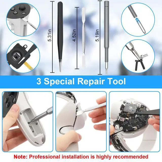 Alt view image 5 of 6 - Joystick Replacement Kit for Quest 2 Contorller(Includes Tools, Replacement Screws, Joystick)