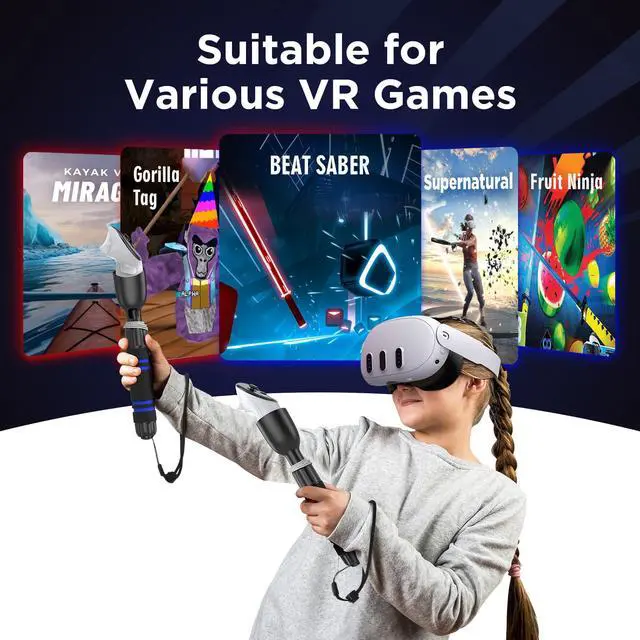 Alt view image 6 of 7 - Gorilla Tag Long Arms Compatible with Meta Quest 3S/ Quest 3/ Oculus Quest 2/ Quest Pro/Rift S Controller, Beat Saber Handle Attachments VR Sticks Dual Extensions Grips for Playing VR Games