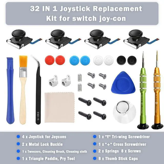 Alt view image 3 of 7 - Joypad Joystick Replacement Joy-con Repair Tools Kit Joystick Replacement for Nintendo Switch Joy-Con Controller/Switch Lite/Switch OLED Fix Joystick Drift 32PCS