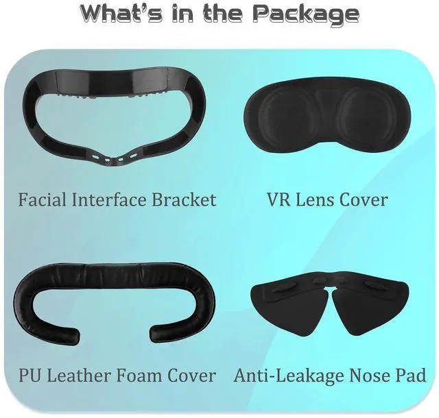 Alt view image 2 of 7 - VR Facial Interface Replacement Kit for Oculus Quest 2, VR Accessories Facial Interface Bracket, Anti-Leakage Nose Pad,Lens Cover,Foam Face Covers for Meta Quest 2