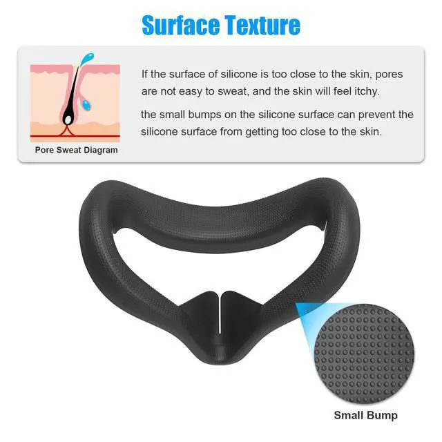 Alt view image 4 of 6 - Face Cushion Pad Replacement Compatible with Oculus Quest 2, Silicone Cover, Sweatproof Washable Lightproof Anti-Leakage VR Face Plate Mask Accessories (Black, Only Cover)