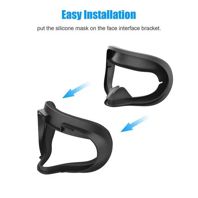 Alt view image 2 of 6 - Face Cushion Pad Replacement Compatible with Oculus Quest 2, Silicone Cover, Sweatproof Washable Lightproof Anti-Leakage VR Face Plate Mask Accessories (Black, Only Cover)