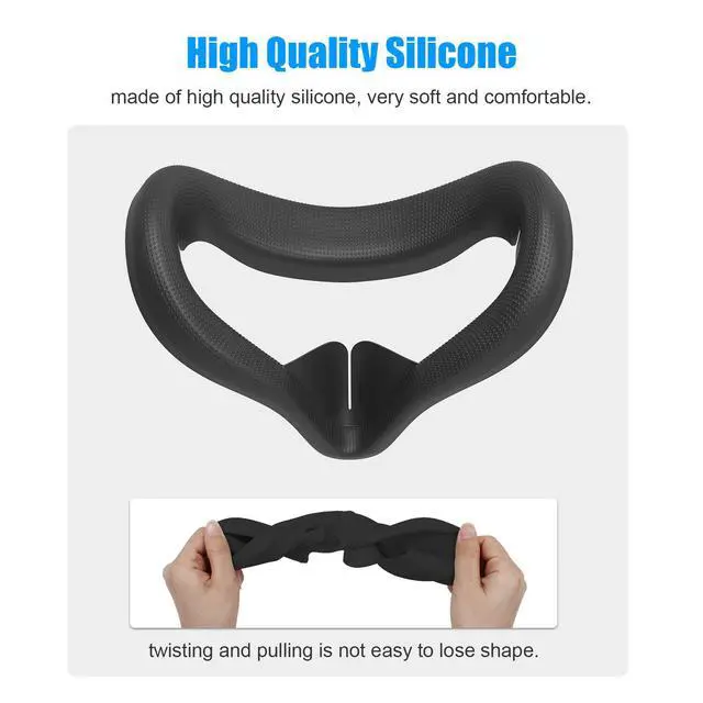 Alt view image 3 of 6 - Face Cushion Pad Replacement Compatible with Oculus Quest 2, Silicone Cover, Sweatproof Washable Lightproof Anti-Leakage VR Face Plate Mask Accessories (Black, Only Cover)