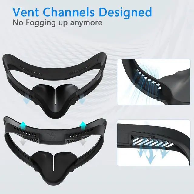 Alt view image 3 of 7 - Compatible with Oculus Quest 2 Face Bracket Replacement,VR PU Leather Face Pad Protective for Meta Quest 2,Sweat-Proof Comfortable Face Cover Cushion VR Accessories