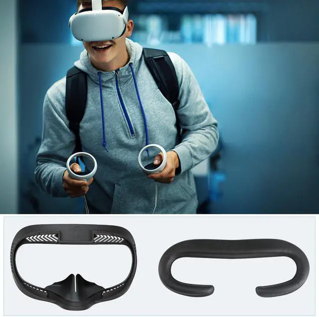 Alt view image 7 of 7 - Compatible with Oculus Quest 2 Face Bracket Replacement,VR PU Leather Face Pad Protective for Meta Quest 2,Sweat-Proof Comfortable Face Cover Cushion VR Accessories