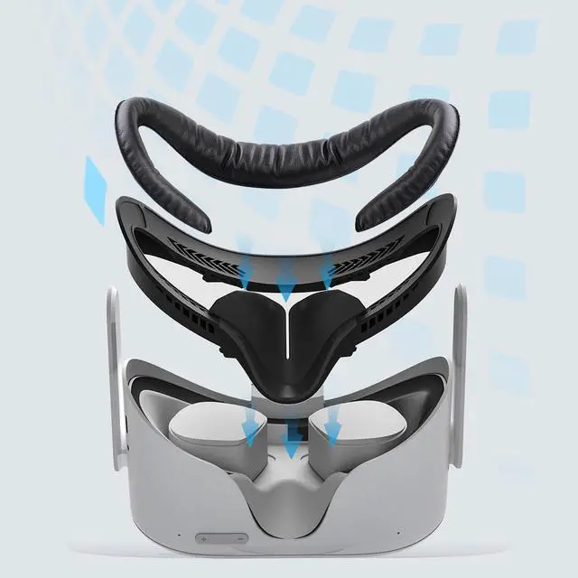 Alt view image 6 of 7 - Compatible with Oculus Quest 2 Face Bracket Replacement,VR PU Leather Face Pad Protective for Meta Quest 2,Sweat-Proof Comfortable Face Cover Cushion VR Accessories