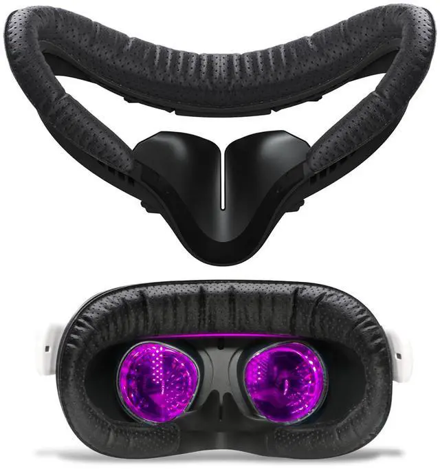 Main image of VR Facial Interface & Face Pad for Oculus Quest 2, VR Face Cover Cushion Replacement Compatible with Quest 2,Breathable Holes Leather Protective VR Accessories
