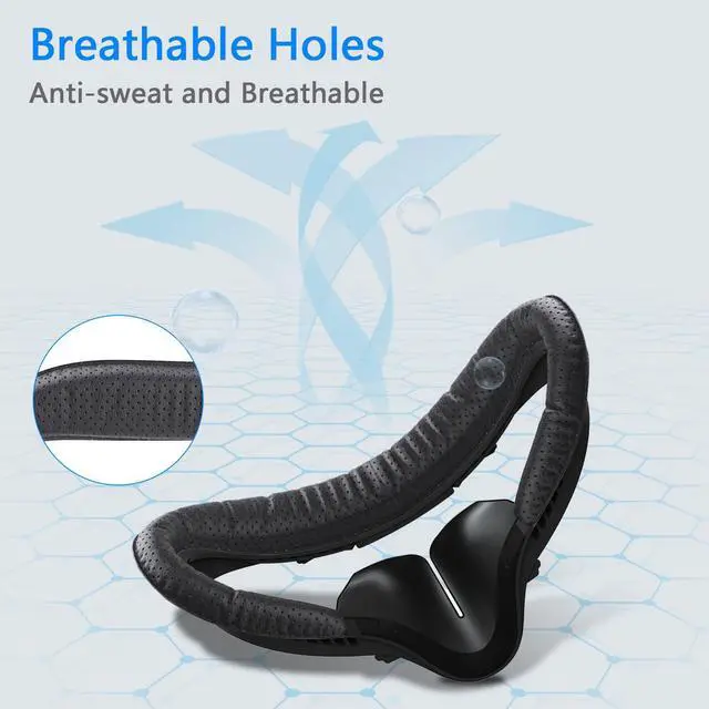 Alt view image 2 of 7 - VR Facial Interface & Face Pad for Oculus Quest 2, VR Face Cover Cushion Replacement Compatible with Quest 2,Breathable Holes Leather Protective VR Accessories