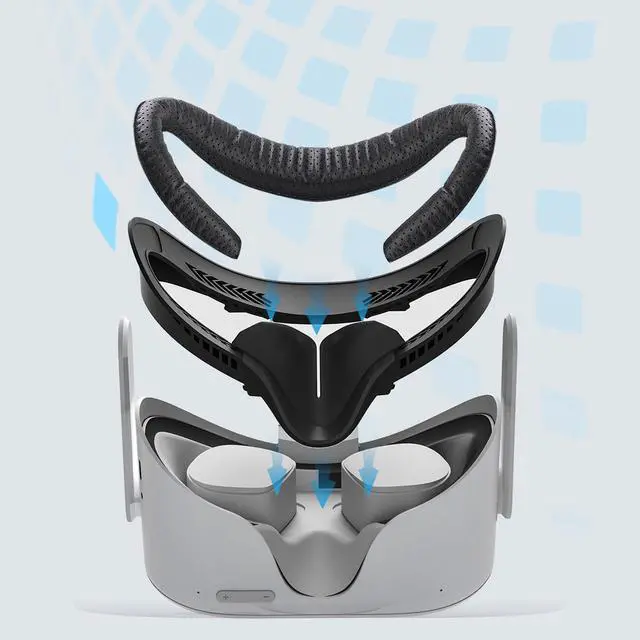 Alt view image 6 of 7 - VR Facial Interface & Face Pad for Oculus Quest 2, VR Face Cover Cushion Replacement Compatible with Quest 2,Breathable Holes Leather Protective VR Accessories