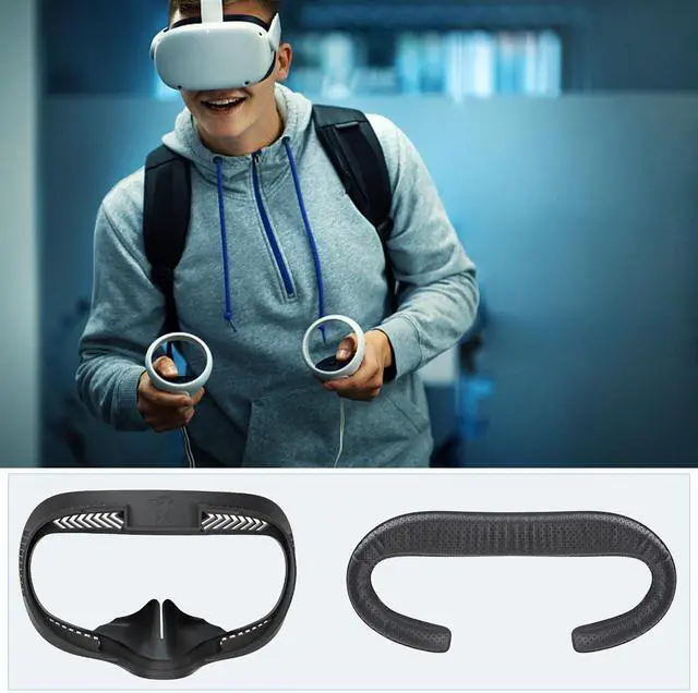 Alt view image 7 of 7 - VR Facial Interface & Face Pad for Oculus Quest 2, VR Face Cover Cushion Replacement Compatible with Quest 2,Breathable Holes Leather Protective VR Accessories
