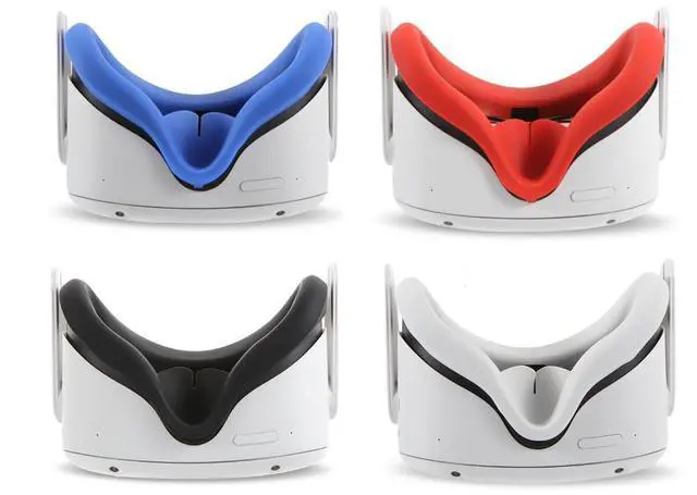 Main image of 4Pcs VR Silicone Face Cover for Oculus Quest 2, Light-Thin, Waterproof, Anti-Dirty Replacement Facial Cushion VR Pads Accessories (Black+Red+Gray+Blue)
