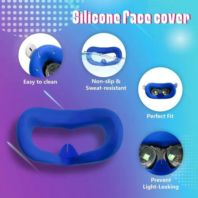 Alt view image 3 of 7 - 4Pcs VR Silicone Face Cover for Oculus Quest 2, Light-Thin, Waterproof, Anti-Dirty Replacement Facial Cushion VR Pads Accessories (Black+Red+Gray+Blue)