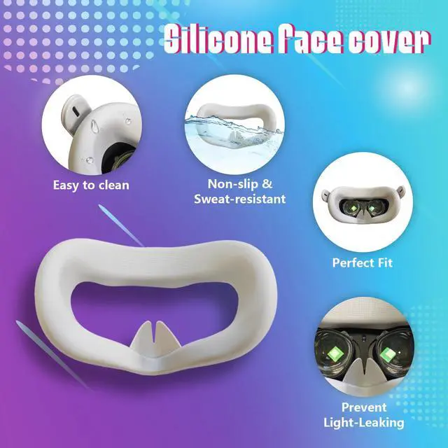 Alt view image 5 of 7 - 4Pcs VR Silicone Face Cover for Oculus Quest 2, Light-Thin, Waterproof, Anti-Dirty Replacement Facial Cushion VR Pads Accessories (Black+Red+Gray+Blue)