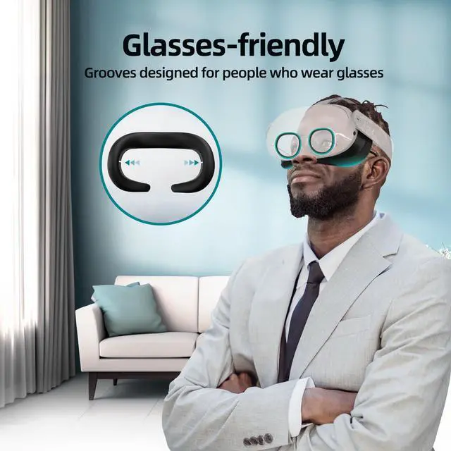 Alt view image 2 of 7 - Face Cover Compatible with Meta/Oculus Quest 3 Headset Accessories, Comfy Silicone Face Cushion Pad Fits Facial Interface, Sweatproof VR Mask to Enhance Your Gaming Experience (Black, Only Cover)