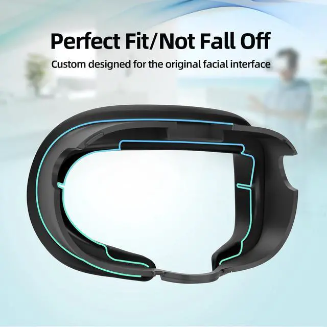 Alt view image 3 of 7 - Face Cover Compatible with Meta/Oculus Quest 3 Headset Accessories, Comfy Silicone Face Cushion Pad Fits Facial Interface, Sweatproof VR Mask to Enhance Your Gaming Experience (Black, Only Cover)