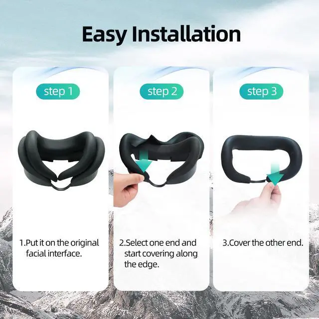 Alt view image 7 of 7 - Face Cover Compatible with Meta/Oculus Quest 3 Headset Accessories, Comfy Silicone Face Cushion Pad Fits Facial Interface, Sweatproof VR Mask to Enhance Your Gaming Experience (Black, Only Cover)
