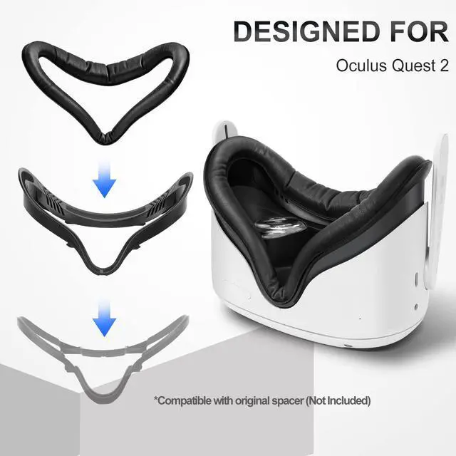 Alt view image 2 of 7 - Face Cover Pad & Lens Cover Compatible with Oculus/Meta Quest 2 Accessories (Black)