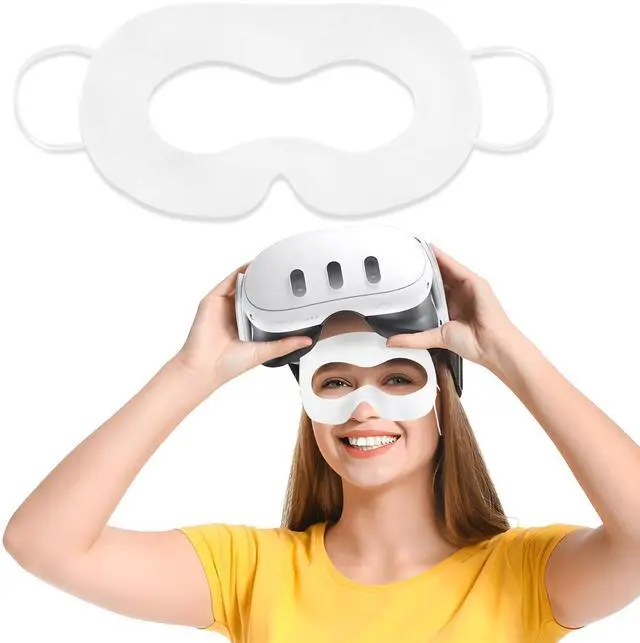 Main image of VR Face Cover Disposable Hygiene VR Face Eyes Mask Pads Facial Interface for Meta VR Devices 3/3S/2, Accessories for Apple Vision Pro (Set 50, White)
