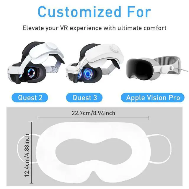 Alt view image 2 of 7 - VR Face Cover Disposable Hygiene VR Face Eyes Mask Pads Facial Interface for Meta VR Devices 3/3S/2, Accessories for Apple Vision Pro (Set 50, White)