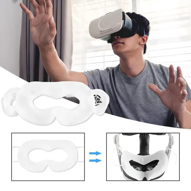 Alt view image 7 of 7 - VR Face Cover Disposable Hygiene VR Face Eyes Mask Pads Facial Interface for Meta VR Devices 3/3S/2, Accessories for Apple Vision Pro (Set 50, White)