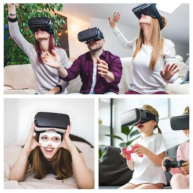 Alt view image 6 of 7 - VR Face Cover Disposable Hygiene VR Face Eyes Mask Pads Facial Interface for Meta VR Devices 3/3S/2, Accessories for Apple Vision Pro (Set 50, White)