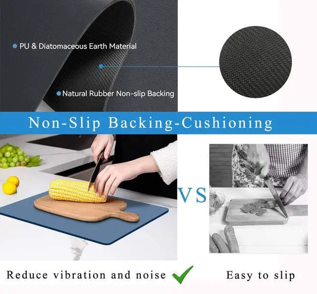 Alt view image 6 of 6 - Dish Drying Mat for Kitchen Counter,Drying Mat for Dish Rack,Absorbent Hide Stain Rubber Mat,Coffee Mat, Kitchen Counter Mat (Blue, 12"x19")
