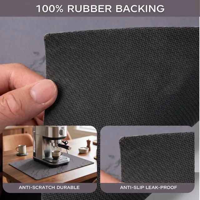 Alt view image 3 of 7 - Coffee Mat, Dish Drying Mat, Marble-Pattern, Grey, 12x19 in