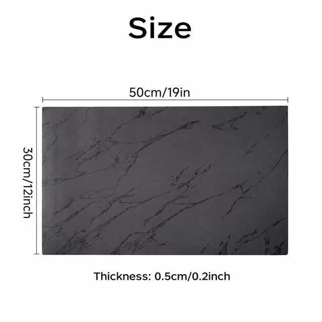 Alt view image 7 of 7 - Coffee Mat, Dish Drying Mat, Marble-Pattern, Grey, 12x19 in