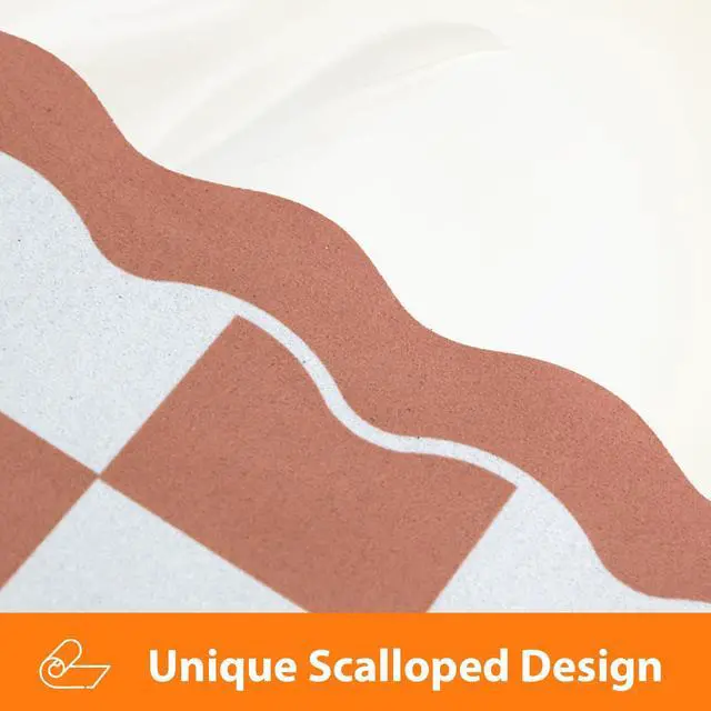 Alt view image 3 of 7 - Scalloped Checkered Dish Drying Mats for Kitchen Counter, Cute Coffee Mat, Absorbent, Non-Slip Rubber, Kitchen Decor (12"x19", Terracota)