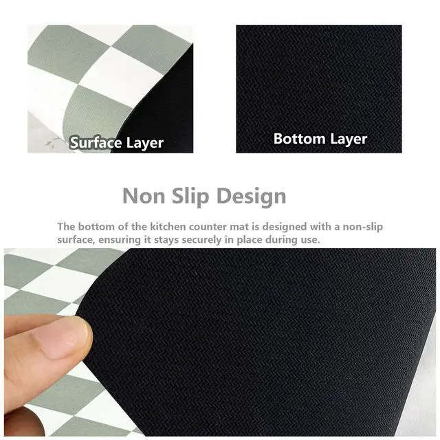 Alt view image 5 of 7 - Coffee Mat Checkered Dish Drying Pad for Kitchen Pet Placemat Absorbent Quick Dry Washable Anti-slip Rubber Backed Mats for Kitchen Counter Coffee Bar Bathroom Bedroom 12" x 19"