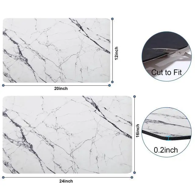 Alt view image 3 of 7 - Marble Pattern Dish Drying Mat, 12" x 20", Dark Marble