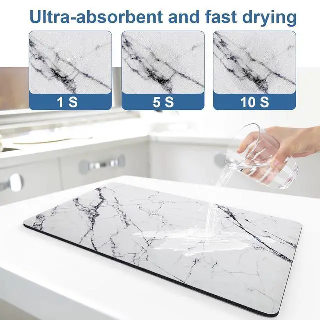 Alt view image 4 of 7 - Marble Pattern Dish Drying Mat, 12" x 20", Dark Marble