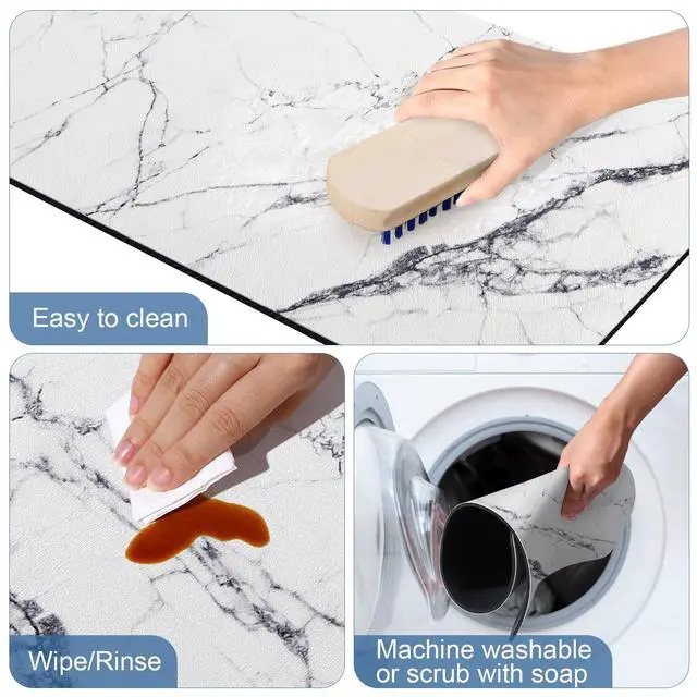 Alt view image 5 of 7 - Marble Pattern Dish Drying Mat, 12" x 20", Dark Marble